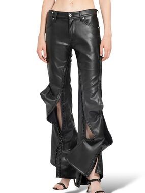 NWT Y/Project Hook-Eye Faux Leather Pants IT 40 Black
